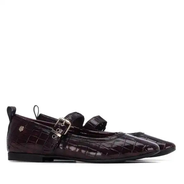 Ballerines vernis CARMELA bordeaux cuir – Style croco – Trendy Paris 17eme