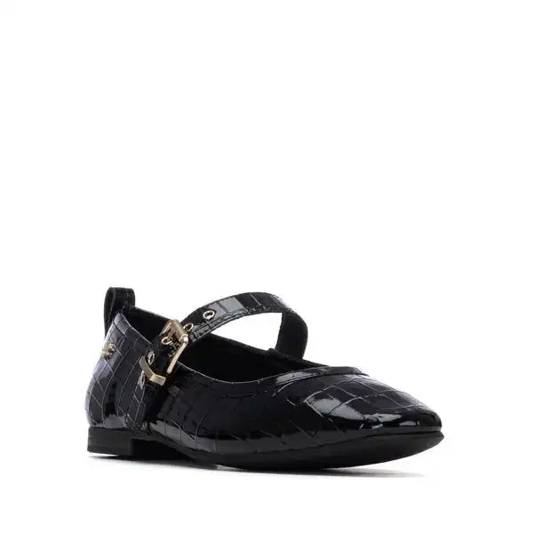 Ballerines vernis CARMELA noir cuir a bout rond – Style classique – Trendy Paris 17eme