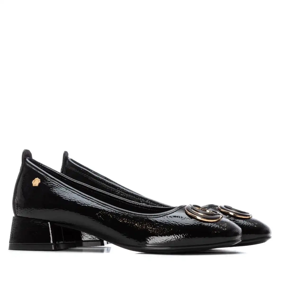 Ballerines vernis XTI CARMELA noir avec talon bloc – Chic et confort – Trendy Paris 17eme