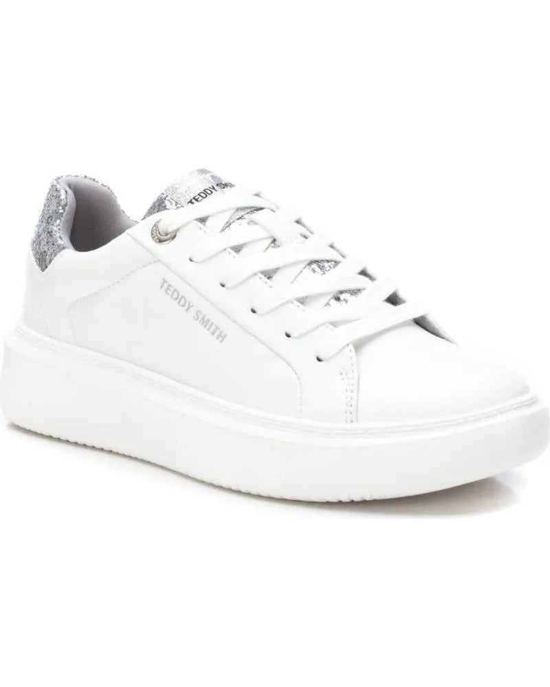 Basket femme Teddy Smith blanche avec détails argentés pailletés – Trendy Paris 17eme