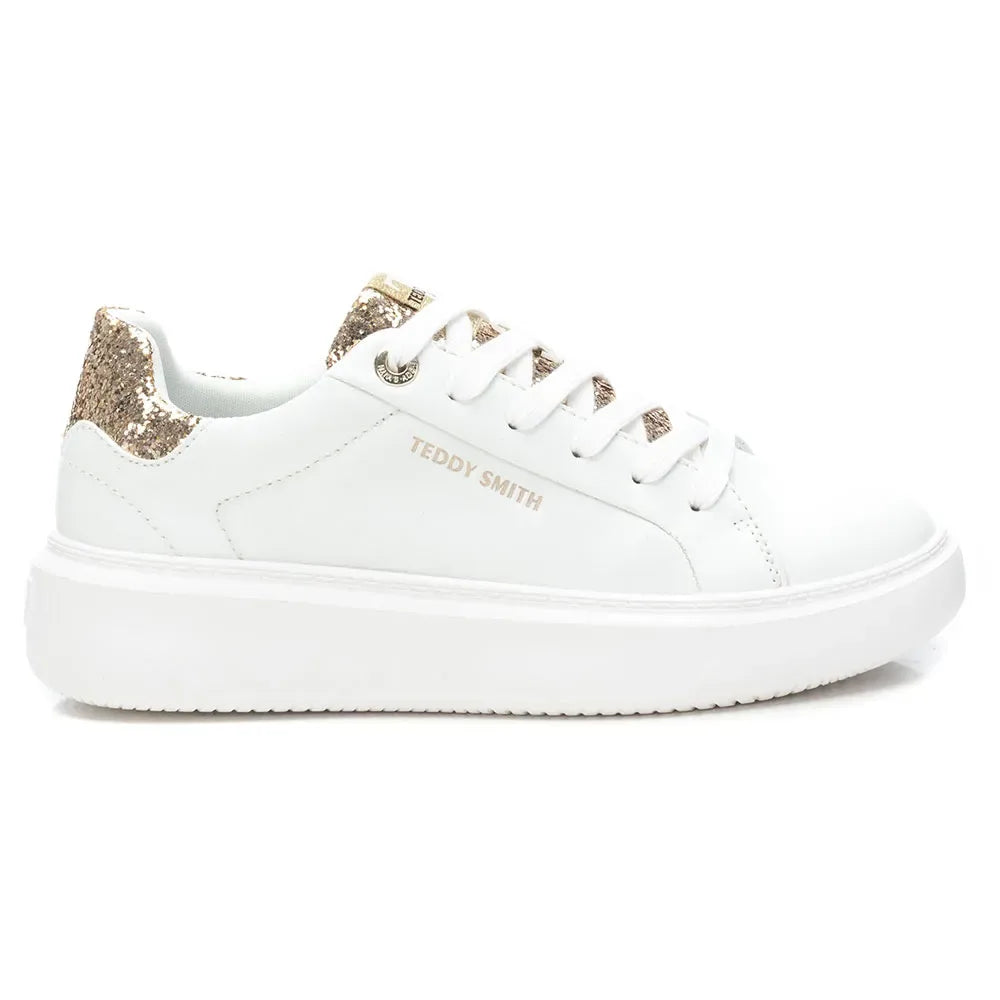 Basket femme Teddy Smith blanche avec détails dorés pailletés – Trendy Paris 17eme