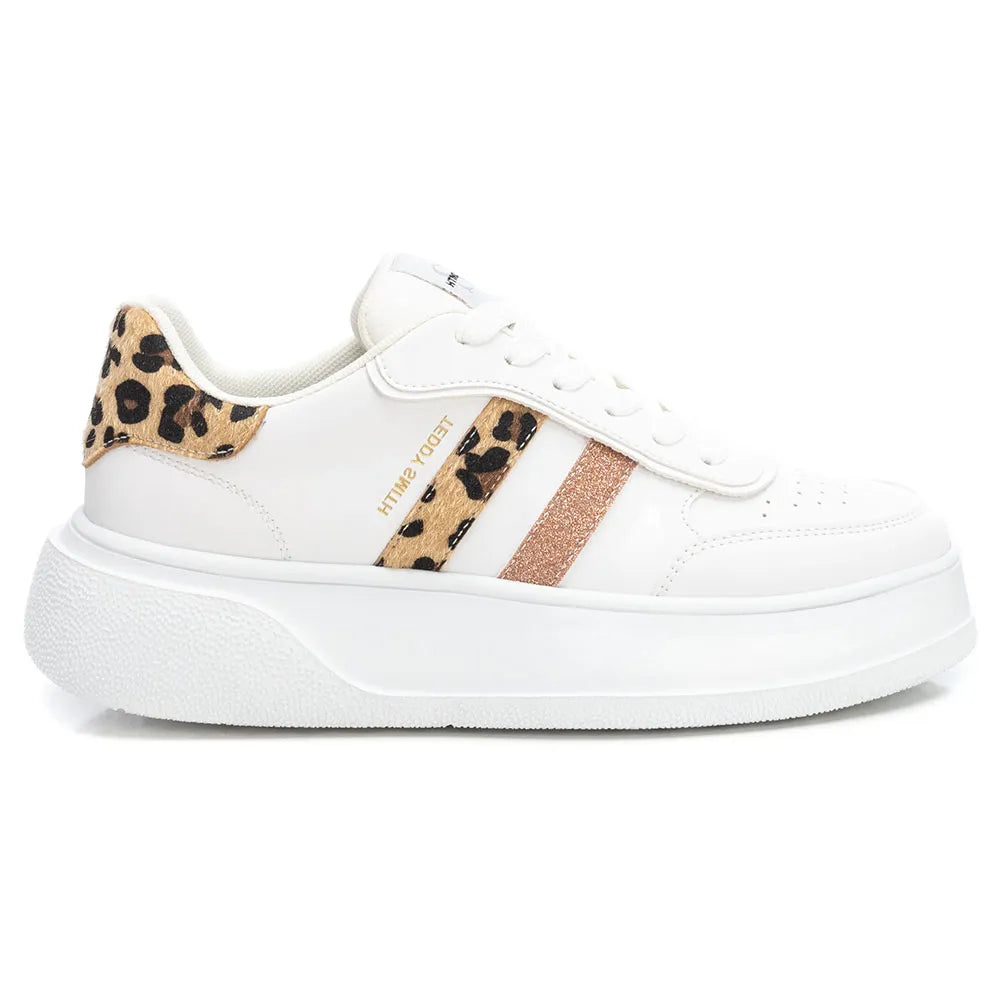 Basket blanche Teddy Smith femme avec empiècement léopard rose – Trendy Paris 17eme