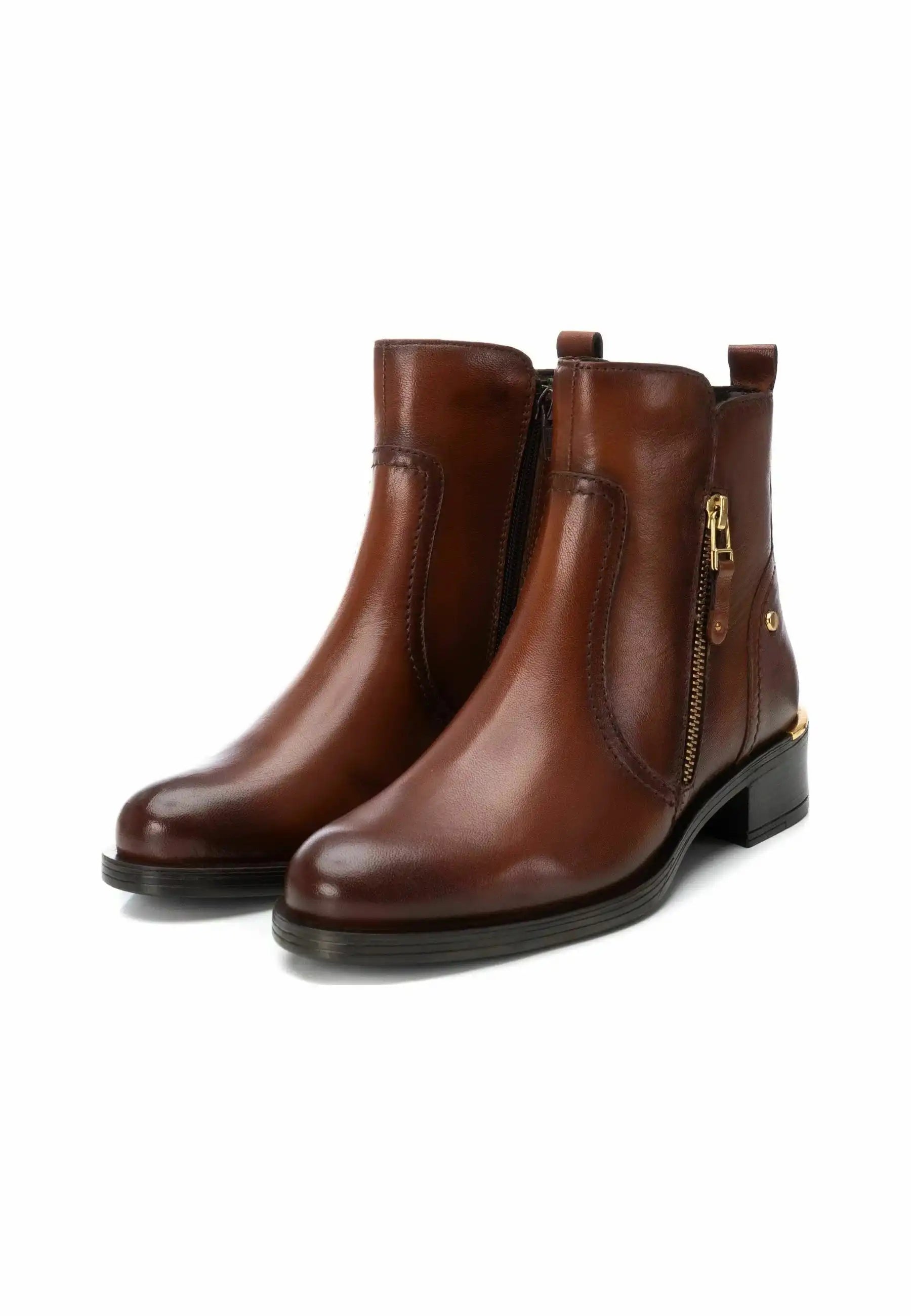 Bottine femme cuir marron XTI CARMELA – Élégance simple et chic – Trendy Paris 17eme