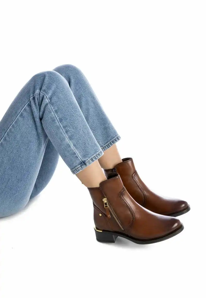 Bottine femme cuir marron XTI CARMELA – Élégance au quotidien – Trendy Paris 17eme