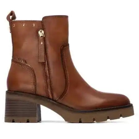 Bottines  XTI CARMELA marron cuir – Détail clouté – Trendy Paris 17eme