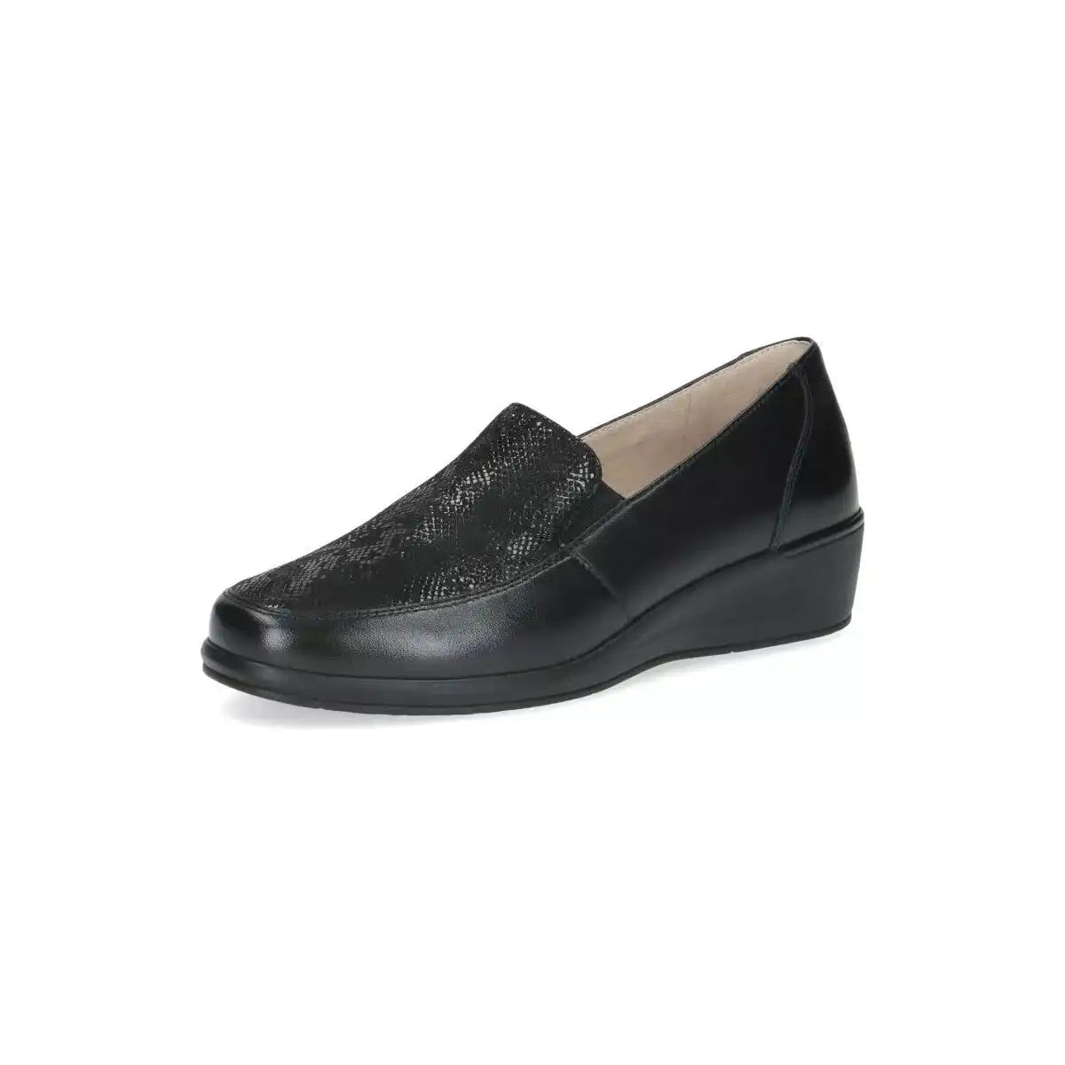 Mocassin compensé femme Caprice noir – Élégance urbaine et chic – Trendy Paris 17eme