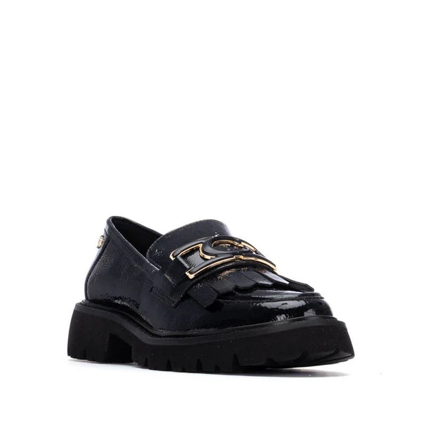 Mocassin Tendance Femme Cuir Verni XTI noir avec boucle