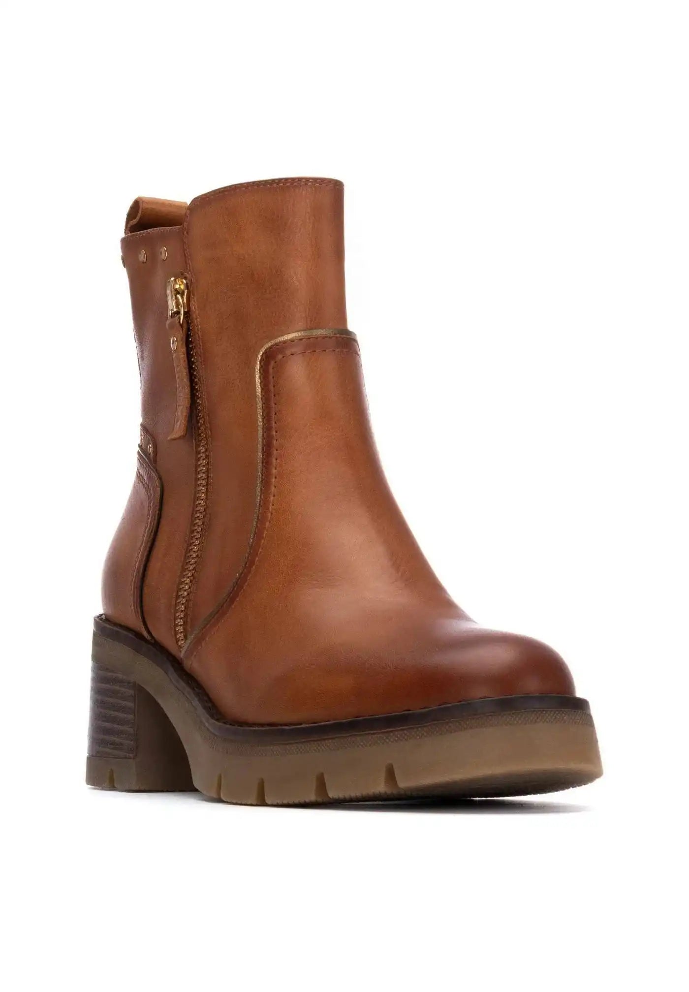 Semelle cranteée bottines XTI CARMELA cuir marron – Trendy Paris 17eme